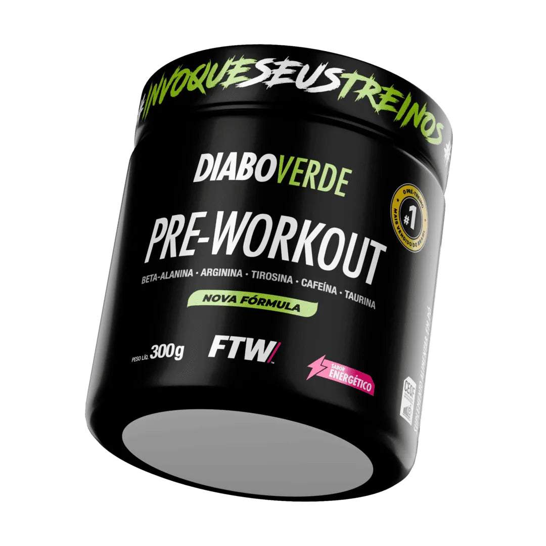 Pré-Treino Diabo Verde 300g Sabor Maçã Verde FTW