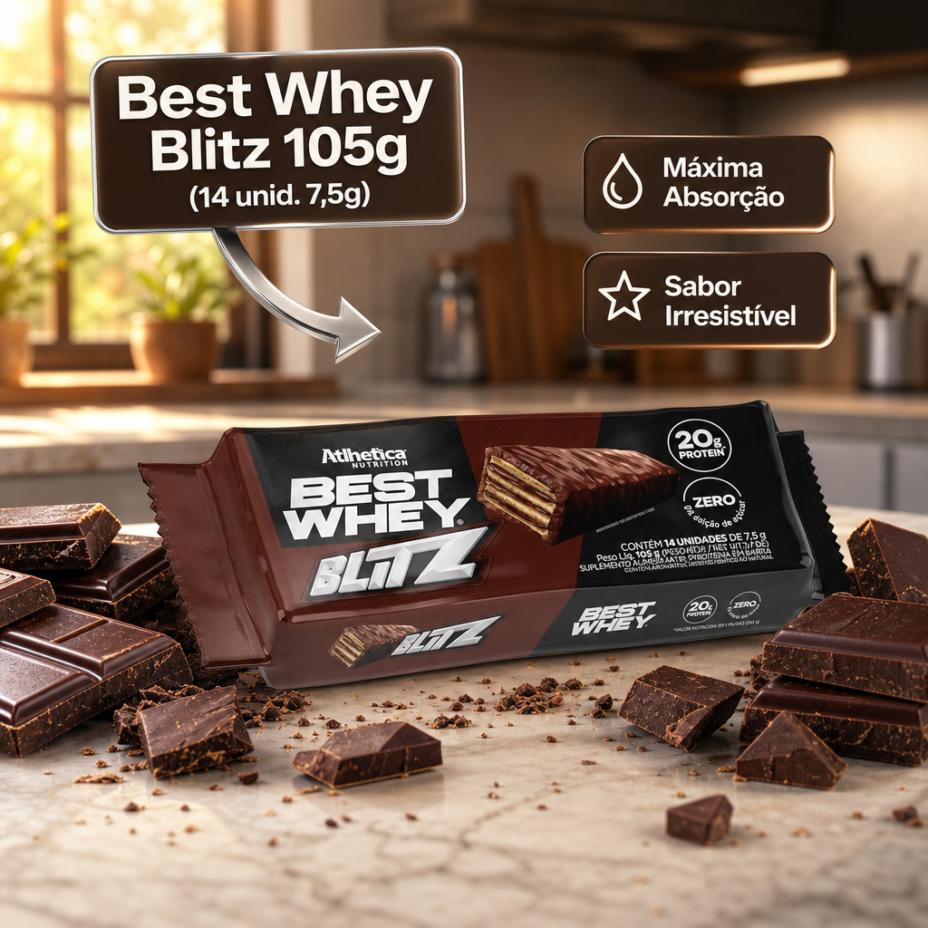 Combo Performance Best Whey Milkshake Morango Bobs + Creatina + Blitz Bar Atlhetica