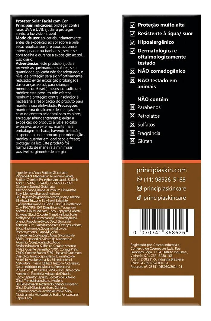 PRINCIPIA, Protetor Solar Facial FPS70 PS-05 Cor 7.0 c/ 30ml