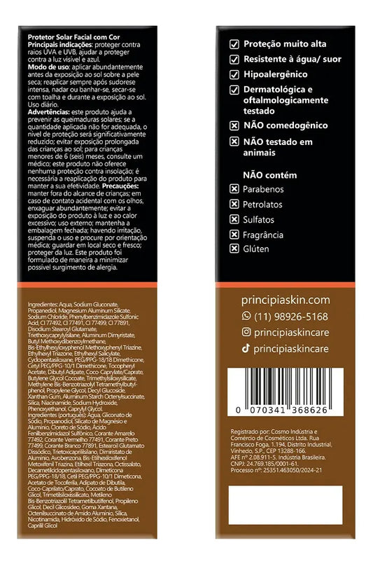 PRINCIPIA, Protetor Solar Facial FPS70 PS-05 Cor 7.0 c/ 30ml