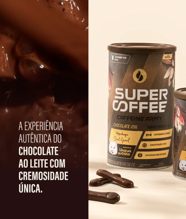 Kit Super Coffee Caffeine Army 380g  2 Sabores Especiais Lingua de gato + Doce de Leite