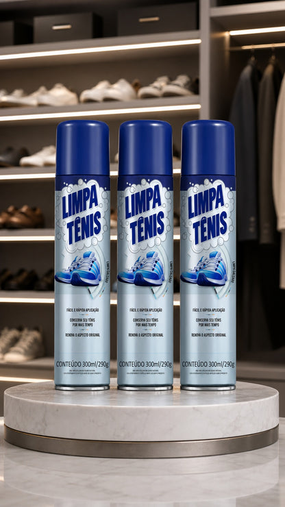 kit 3 Limpa Tênis Premium Espuma Magica para Calcados Petroplus Nylon Borracha Tecido Couro Sintetico