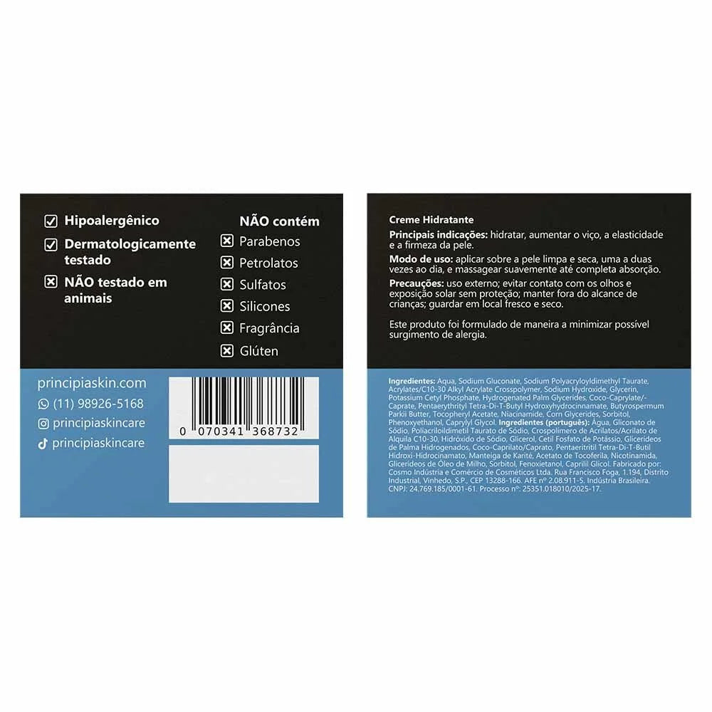 Creme Hidratante Facial Principia Ch 01 Karité Glicerina 50g Todo Tipo De Pele Dia e noite