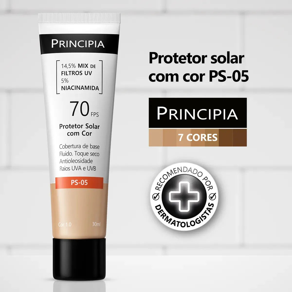 PRINCIPIA, Protetor Solar Facial FPS70 PS-05 Cor 1.0 c/ 30ml