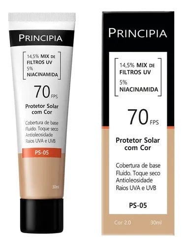 PRINCIPIA, Protetor Solar Facial FPS70 PS-05 Cor 2.0 c/ 30ml