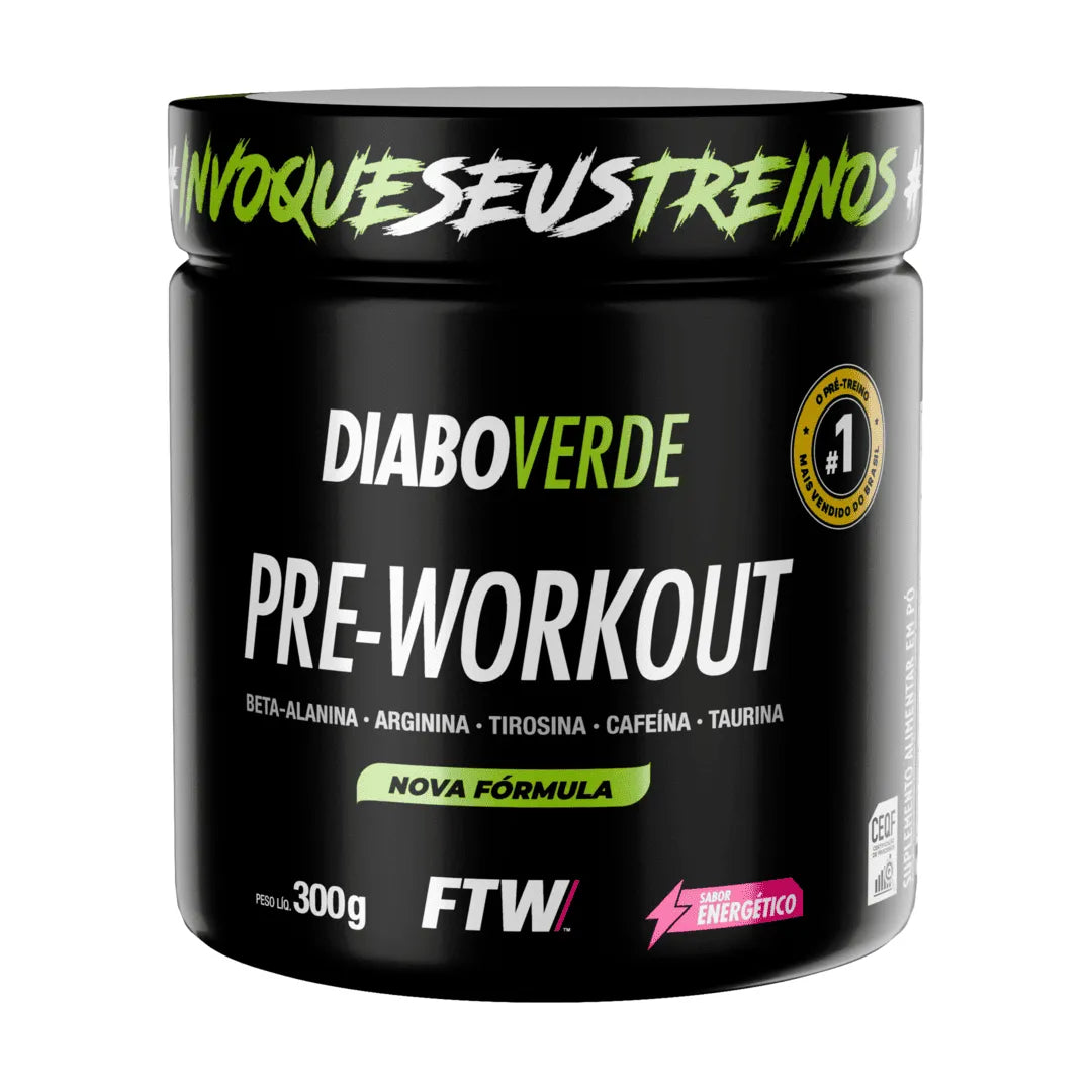 Pré-Treino Diabo Verde 300g Sabor Maçã Verde FTW