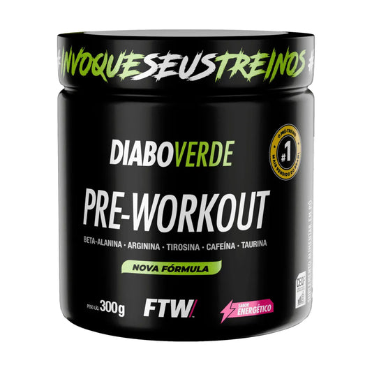 Pré-Treino Diabo Verde 300g Sabor Maçã Verde FTW