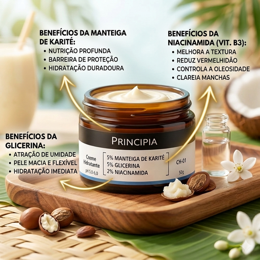 Creme Hidratante Facial Principia Ch 01 Karité Glicerina 50g Todo Tipo De Pele Dia e noite
