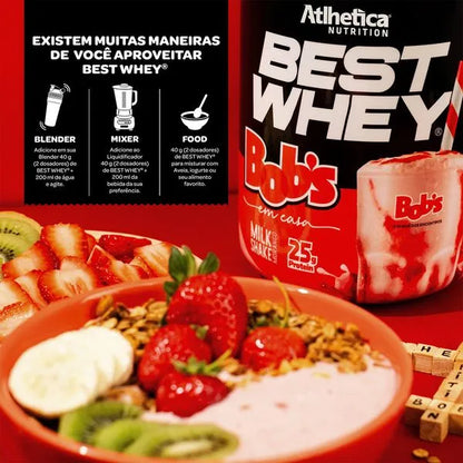 Best Whey Protein (Pote 450g) Milkshake De Morango Bob's