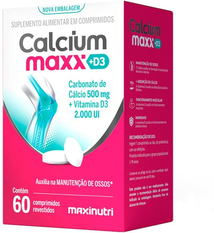 Calcium Maxx Cálcio D3 500mg 2000ui 60 Capsulas Maxinutri