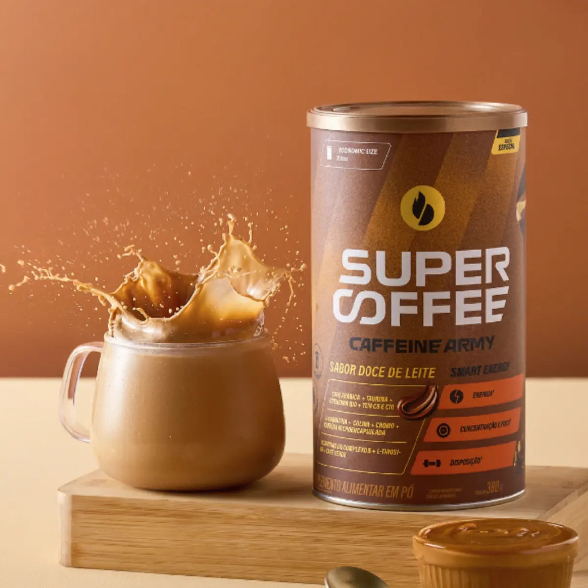 Kit Super Coffee Caffeine Army 380g  2 Sabores Especiais Lingua de gato + Doce de Leite