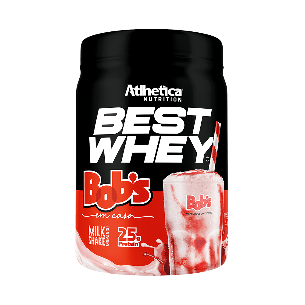 Best Whey Protein (Pote 450g) Milkshake De Morango Bob's