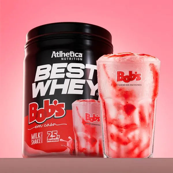 Best Whey Protein (Pote 450g) Milkshake De Morango Bob's
