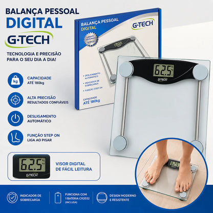 Balança G-tech Glass 10 Digital Vidro Temperado Até 180 Kg
