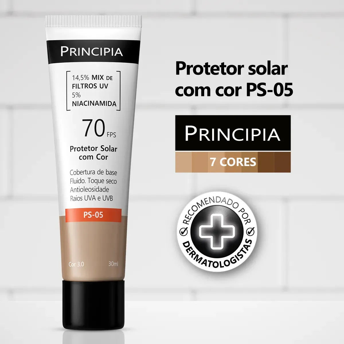 PRINCIPIA, Protetor Solar Facial FPS70 PS-05 Cor 3.0Com 30ml