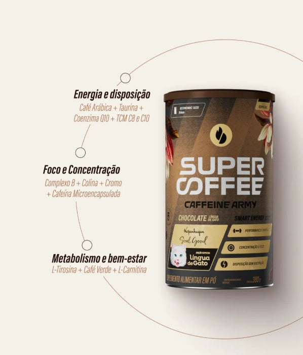 Kit 2x Supercoffee Língua De Gato 380g - Caffeine Army Sabor Chocolate