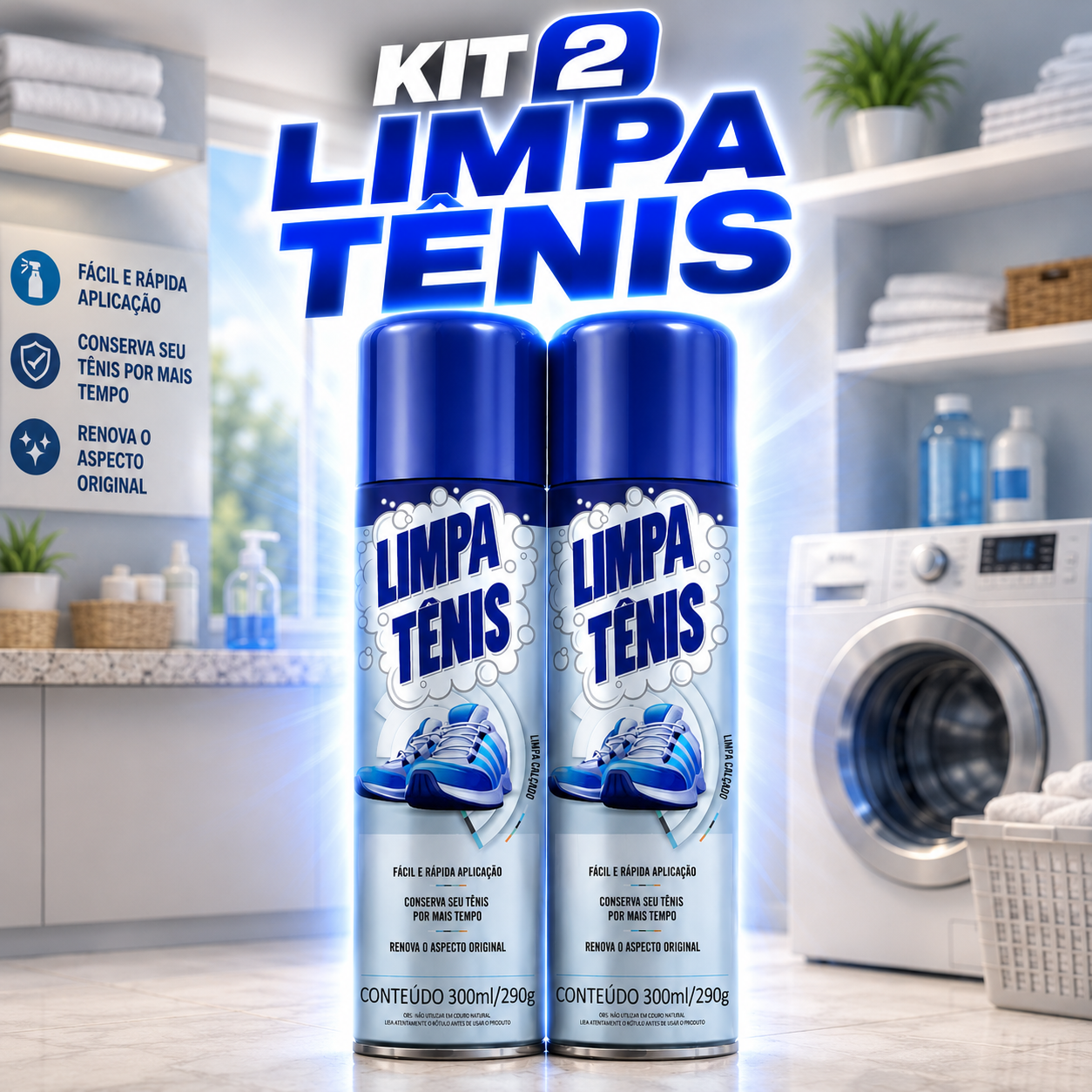 kit 2 Limpa Tênis Premium Espuma Magica para Calcados Petroplus Nylon Borracha Tecido Couro Sintetico
