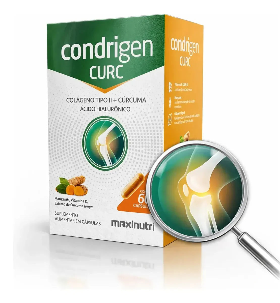 Condrigen Curc Colágeno Tipo 2 + Cúrcuma 60 Cáps Maxinutri  Sem Sabor